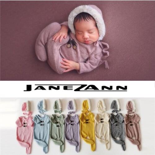 Jane Z Ann baby winter picture shooting outfits hat+romper multi-colors twins studio clothing newborn photography props