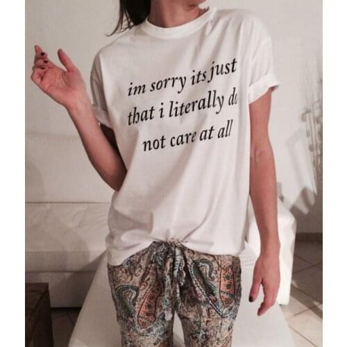 Unisex T-shirt Women Instagram Fashion Tees Grey Pink T Shirt I"m Sorry Its Just That I Literally Do Not Care At All