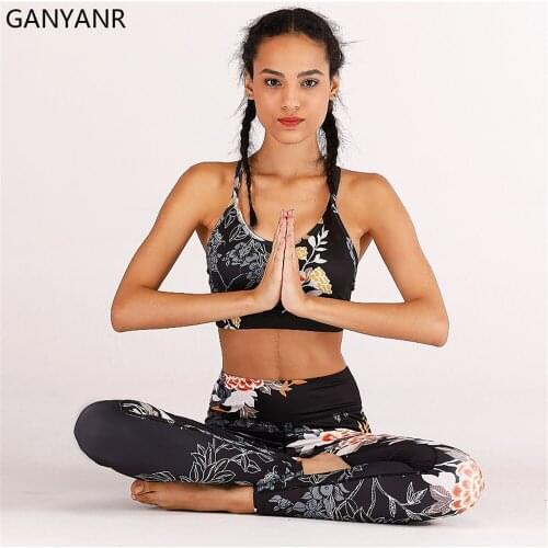 GANYANR Gym Clothing Yoga Set Fitness Workout Women Jogging Sport Suit Sportswear Tracksuit Crop Top Sexy Seamless Bra Bodysuit