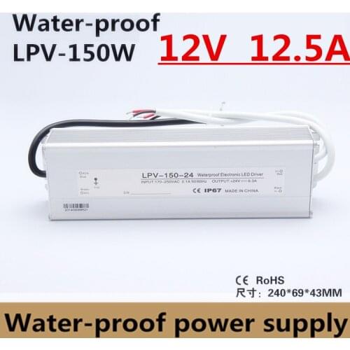 IP67 outdoor power supply 12v 150w waterproof power supply unit 12v 12.5A 150w Led power supply 12v dc adapter (LPV-150-12)