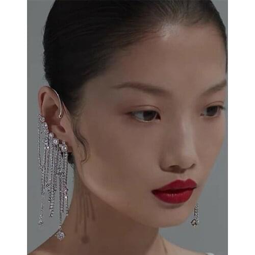 13MC 20Pcs Handmade Ear Cuff Wrap Long Chain Tassel Drop Earrings DIY Dangle Ear Crawler Earrings Non-Piercing Jewelry Making