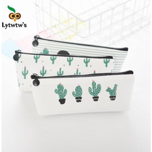 1 Pcs Kawaii Cactus Pen Pencil Bag Canvas School Office Supply Stationary Makeup Pouch Cosmetics Case Cute Funny Gift Prize