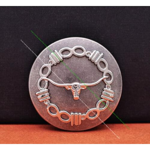 6PC WESTERN COWBOY LONGHORN BARBED RODEO LEATHER CRAFT SILVER SADDLE TACK HEADSTALL CONCHOS SCREWBACK