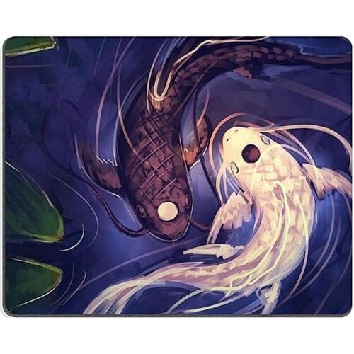 Koi Fish Ying Yang Pond Mouse Pads Made to Order Support Cloth with Neoprene Rubber Mouse Pad Desktop Mousepad Laptop Mousepads