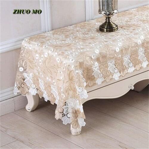 New Lace Embroidery TV Cabinet Cover Cloth Tassel Rectangle Tablecloth Table Runner Household TV Ark Dustproof Dresser Cover