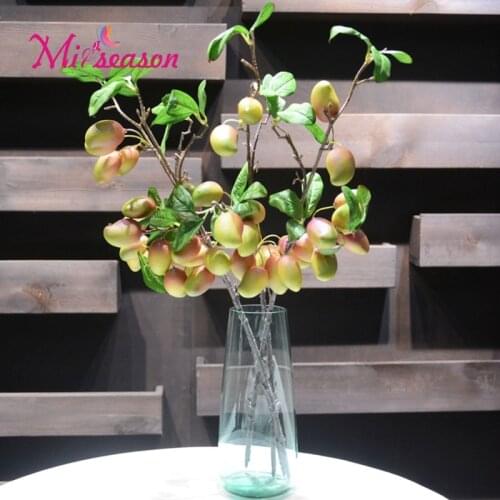 Miiseason 10 Fruits Decoration Flower Artificial 58cm Mango Leaf Fruit Plants indoor fake Decorative Plant For Home Wedding