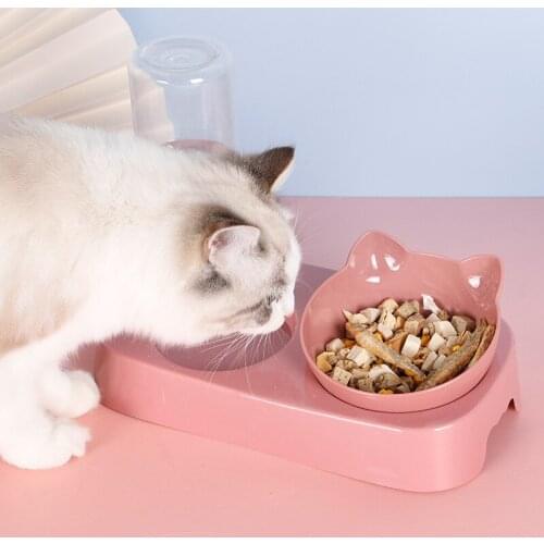 Cat Bowl Set Water Dispenser Automatic Water Storage Food Container with Waterer Pet Waterer Feeder Automatic Water Storage