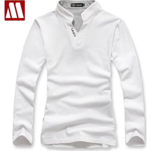 Hot Sale 2021 Spring Mens Tshirt Casual Long Sleeve Stand Basic Solid Blouses Tee Shirt Top Casual Cotton T-shirt Men Undershirt