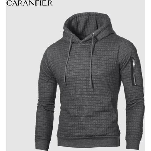 CARANFIER Brand 2020 Spring and Autumn Mens Long Sleeve Plaid Jacquard Hoodie Comfortable Casual Jacket Sweatshirt UK S-2XL