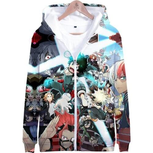 My Hero Academia Zipper Jacket Boku No Hero Academia 3D Hoodie Anime Cosplay Costume School Uniforms Mens Hoodies Sweatshirts
