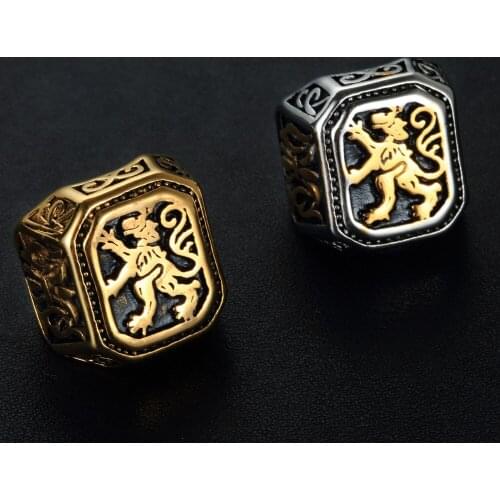 Totem team emblem European and American mens retro stainless steel ring jewelry