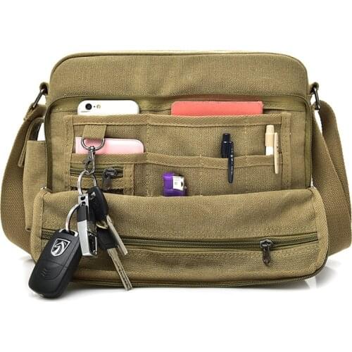 New retro canvas bag mens bag shoulder bag mens casual bag Korean messenger bag multi-function bag purse handbags satchels