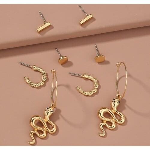 2021 new fashion set earrings butterfly simple geometric stud earrings snake-shaped pendant earrings
