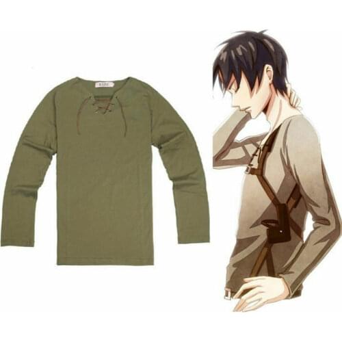 NEW Shingeki no Kyojin Attack on Titan T Shirt Cosplay Costume Eren Jaeger Tee Tops Long Sleeve T-Shirt