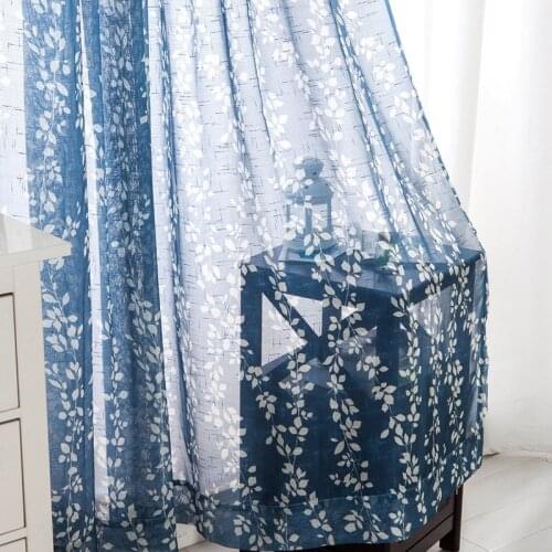 Printed Window Screening Cross Hemp Cotton Linen Mesh Modern Minimalist Branches Willow Curtains for Bedroom Living Room