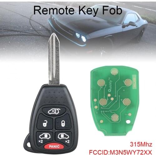 315Mhz 6 Buttons Car Key Remote Uncut Ignition Transponder Keyless Fob Combo M3N5WY72XX Fit for Dodge
