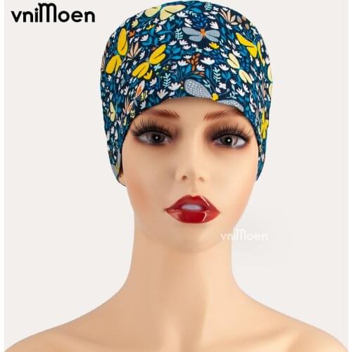 Pet Dust-Proof Cap Print Scrub Hat Nurse Cap Bandage Men Women Surgical Hat Cap Fashion laboratory scrubs caps Working Hat