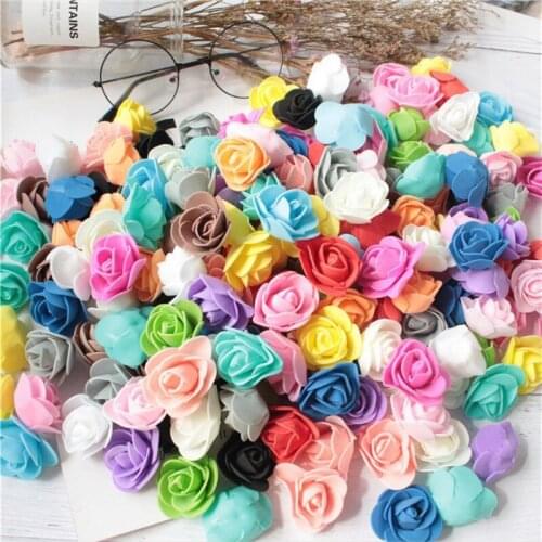 200Pcs Foam Rose For Bear Artificial Flowers Head Wedding Decoration Valentines Day Christmas Gifts Home Decor Fake Flowers