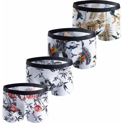 Summer Silk Men Boxer Underwear 2021 Summer Print Men Boxers Homme Comfortable Underpants Male ropa interior hombre