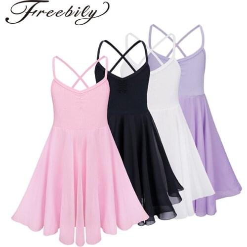 Girls Chiffon Ballet Leotard Dress One-piece Gymnastic Leotard Dress Kids Girls Sleeveless Ballet Tutu Dress for Ballet Dancer