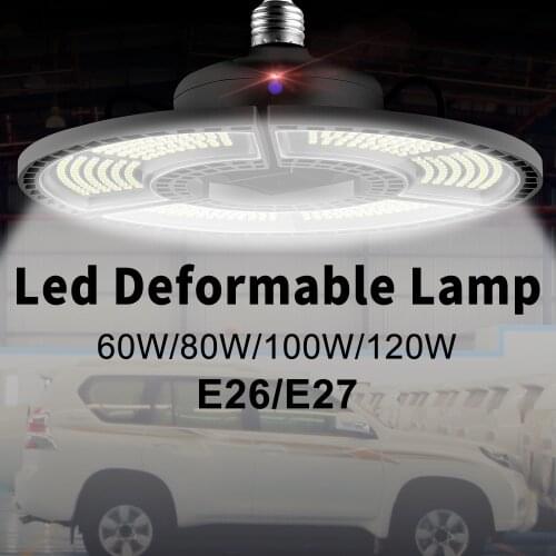 LED Garage Light E27 High Bay Lamp 220V Ceiling Bulb Deformable LED UFO Bombillas 60W 80W 100W 120W For Market Garage Stadium