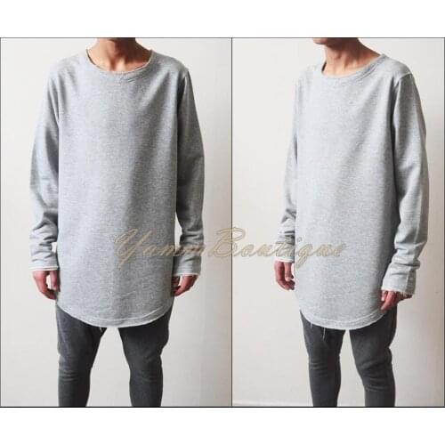 AW2020 Streetwear Extended Long Sleeve Essentials Wide RAW Edges Neck Jersey SweatShirt - 82cm KW