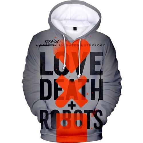 Personality 3D Men Women Hoodies love death robots print 3D Men Sweatshirt Spring Autumn Warm Leisure Street Boy/Girl hoodie