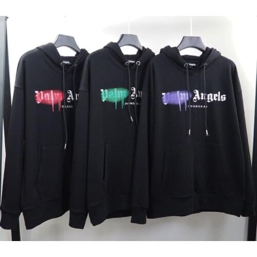 Rendering Letter Palm Angels Men Women Lovers Fashion Casual Streetwear Hooded Hoodie Sports Jacket Sweatshirt Boyfriend Gift