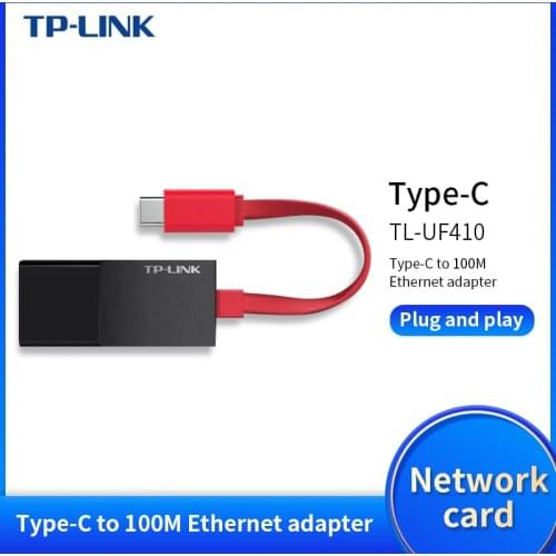 TP-LINK TL-UF410 External USB Wired Ethernet Network Card Adapter Type-C 10/100M to Ethernet RJ45 Lan for Windows/MAC/Linux