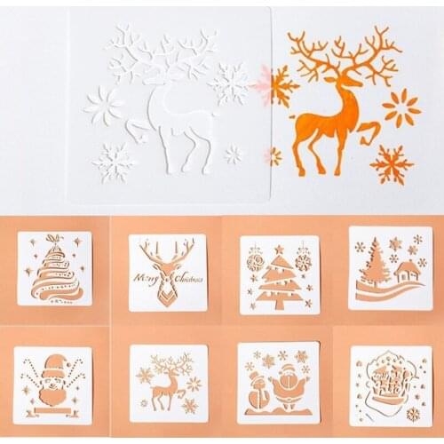 Christmas Santa Clause Reindeer Craft 12pcs Stencils Embossing Painting Template Layering Scrapbooking
