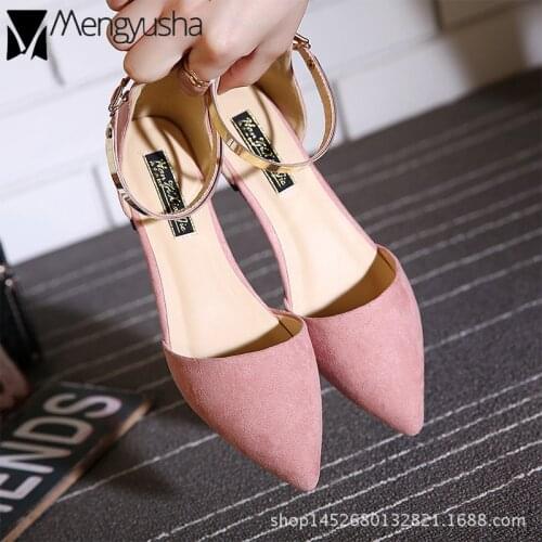 Korean Cutout pointy sandals femme women elegant metal decor strap flats sandalias sweet girls all-match wedding mules shoes2019