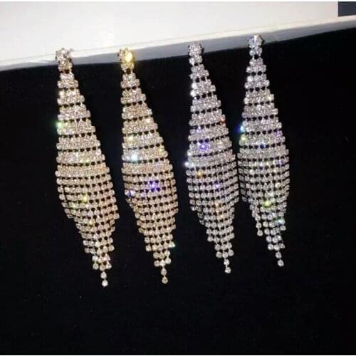 Vintage Tassel Drop Earrings Gold Color Geometric Statement Earring Clip on Earring Non Piercing for Women Party Jewelry