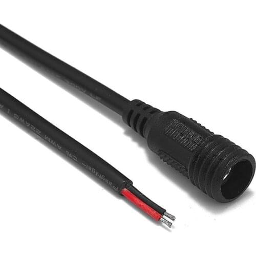 Waterproof DC Cable 5.5m x 2.1mm DC Power Cable 22AWG Pigtail Wires 12V Female Jack Connector Cable For LED Strip Battery Pack