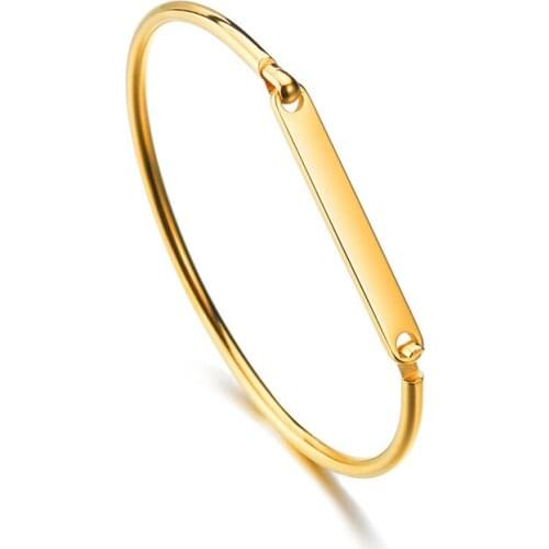 Name ID Bracelet Bangles Fashion Gold Color Stainless Steel Cuff Bracelets for Women Jewelry Braclets 2019