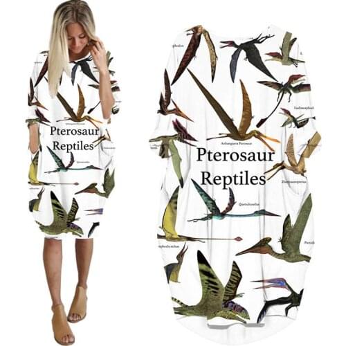 LIASOSO 3D Print Fashion Dress Dinosaur Funny Harajuku Reggae Woman Dress Long-sleeve Dresses for Women Women Clothing