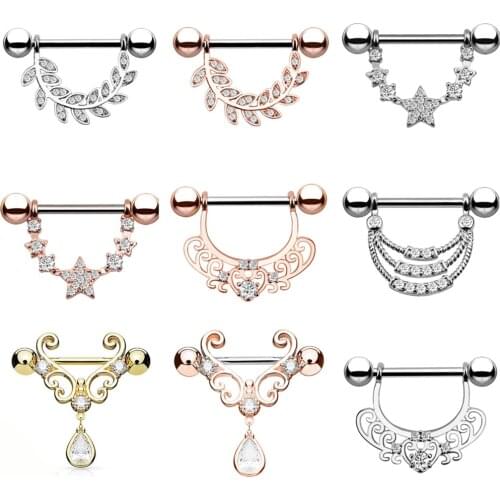 1pc Fashion Stainless Steel Nipple Shield Piercing Silver/ Color Nipple Rings Body Jewelry Gift