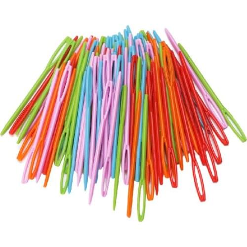 100Pcs Children Colorful Plastic 7cm Needles Tapestry Binca Sewing Wool Yarn DIY