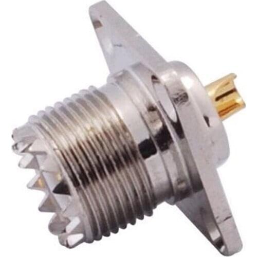 2pcs/lot UHF Female Plug 4 Hole Flange Panel Mount Solder RF Connector 25 X 25mm