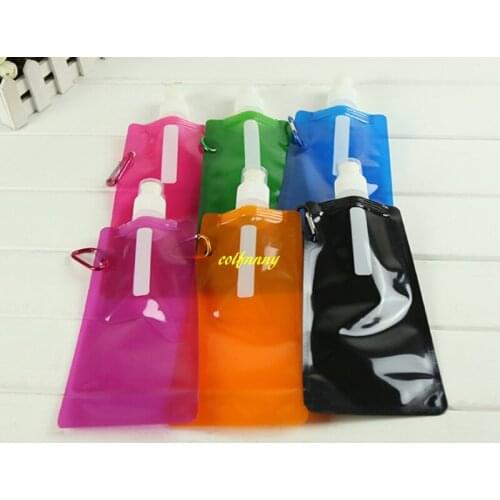 200pcs/lot Portable Plastic Foldable bag Bottle Bag Outdoor Sport Supplies Hiking Camping Soft Flask Waters Bag