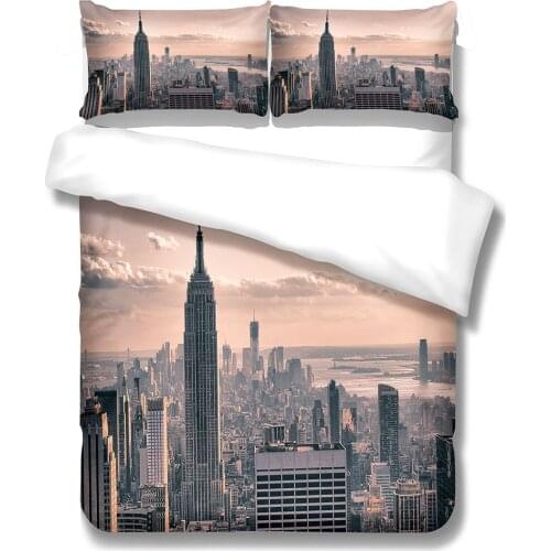 2021 Hot 3d Digital Buildings Pattern 2/3pcs Duvet Cover Set 1Quilt Cover +1/2 Pillowcase Single Twin Double Full Queen King