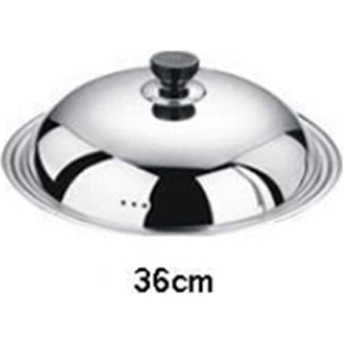 36 cm Useful Cooking Wok Pan Lids Stainless Steel Universal Pan Cover Visible Replaced Lid Frying Wok Pot Semicircle Wok Cover