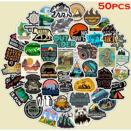 50Pcs Camping Travel Sticker Volleyball for Decal on Guitar Suitcase Laptop Phone Fridge Car Waterproof Sticker