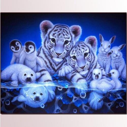5d diy square tigers & penguins Home Decor 2019 new diamond painting DIY Diamond embroidery Series love gift