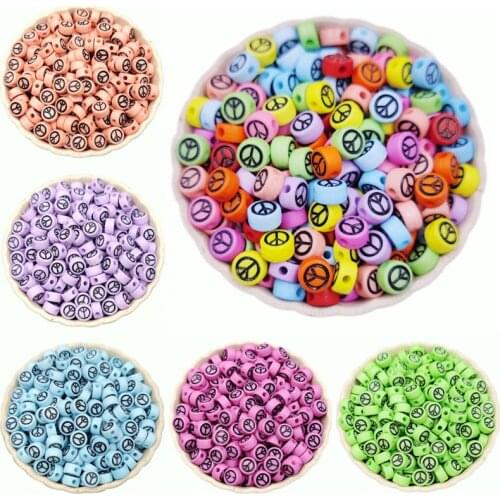 60Pcs 4*7mm Peace Shape Loose Beads DIY For Jewelry Making Pendant Necklace Bracelet Wholesale