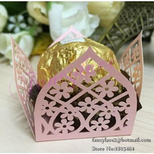 60pcs Laser Hollow Out Flowers Chocolate Mini Cupcake Wrappers Packing Cupcake Liners for Birthday Party Decorations Supplies