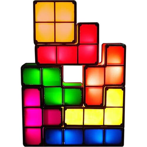 7 PCS DIY Brick Block Puzzles Game Night Light Stackable LED Lamp Soft Lighting LED Colorful Induction Interlocking Lamps Toy