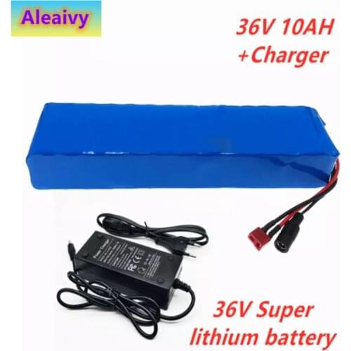 Aleaivy NEW 36V 10Ah 500w 10S3P Lithium ion Battery Pack For 42v E-bike Electric bicycle Scooter with 15A discharge BMS+charger