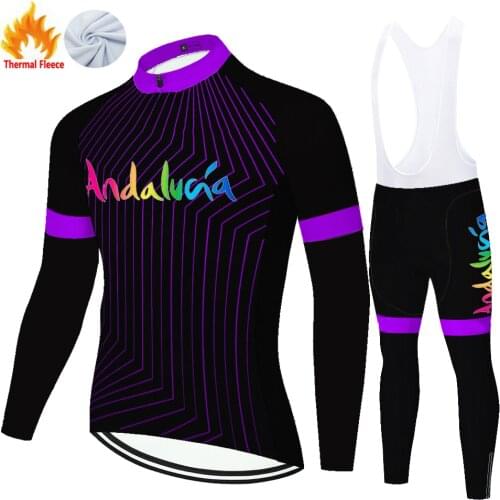 Andalucia Winter Thermal Fleece Equipo Tricota Mallots Hombre Jersey Uniforme Maillot Ciclismo Conjunto Ciclismo Masculino