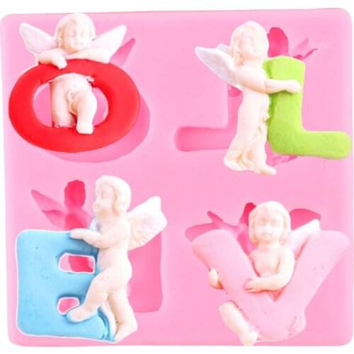 Angel Love Letters Silicone Molds Wedding Cupcake Topper Fondant Mold DIY Cake Decorating Tools Candy Resin Clay Chocolate Mould