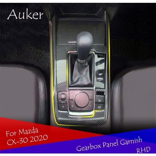 Car Console Gearbox Frame Trim Sticker Strips Car Decoration 2Pcs/Set Carbon fiber ABS RHD For Mazda CX-30 CX30 2020